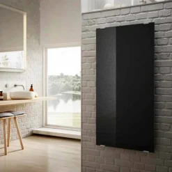 Termoarredo elettrico in vetro nero design moderno Star,made in Italy