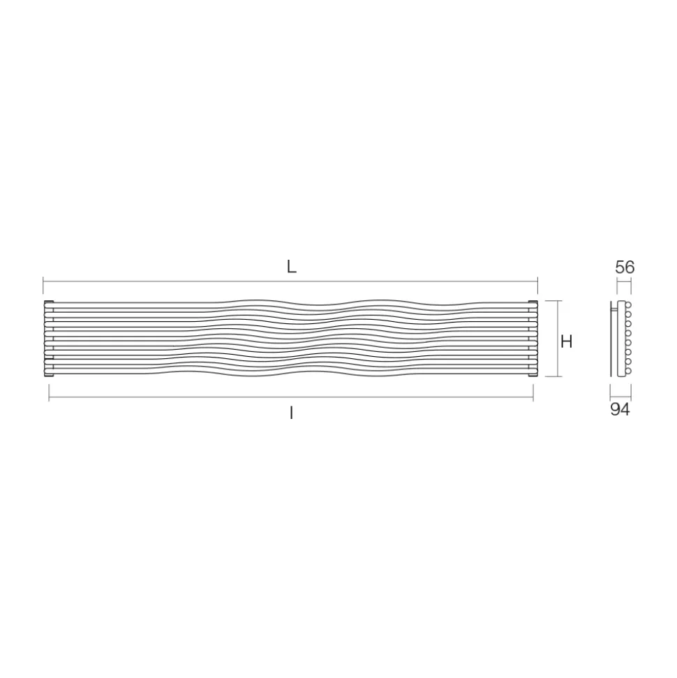 Termoarredo Idraulico con Elementi Orizzontali Curvati Made in Italy - Zucchero