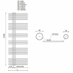 Termoarredo Scaldasalviette Cromato in Acciaio Design Idraulico 483 W - Pavone