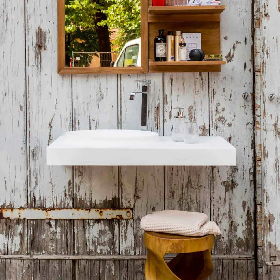 Top in Solid Surface sospeso con lavabo integrato Arona