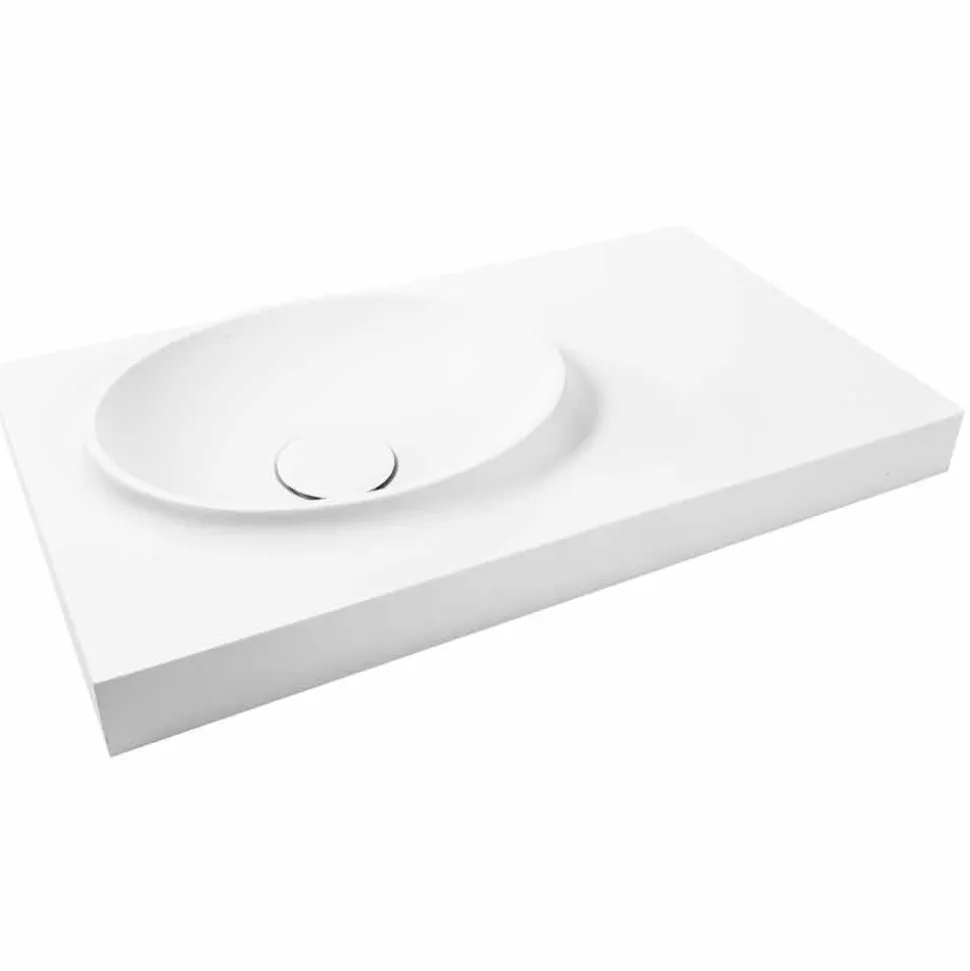 Top in Solid Surface sospeso con lavabo integrato Arona