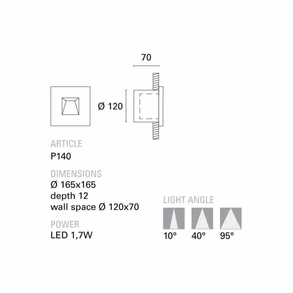 Toscot Square applique a LED quadrata per esterno in terracotta