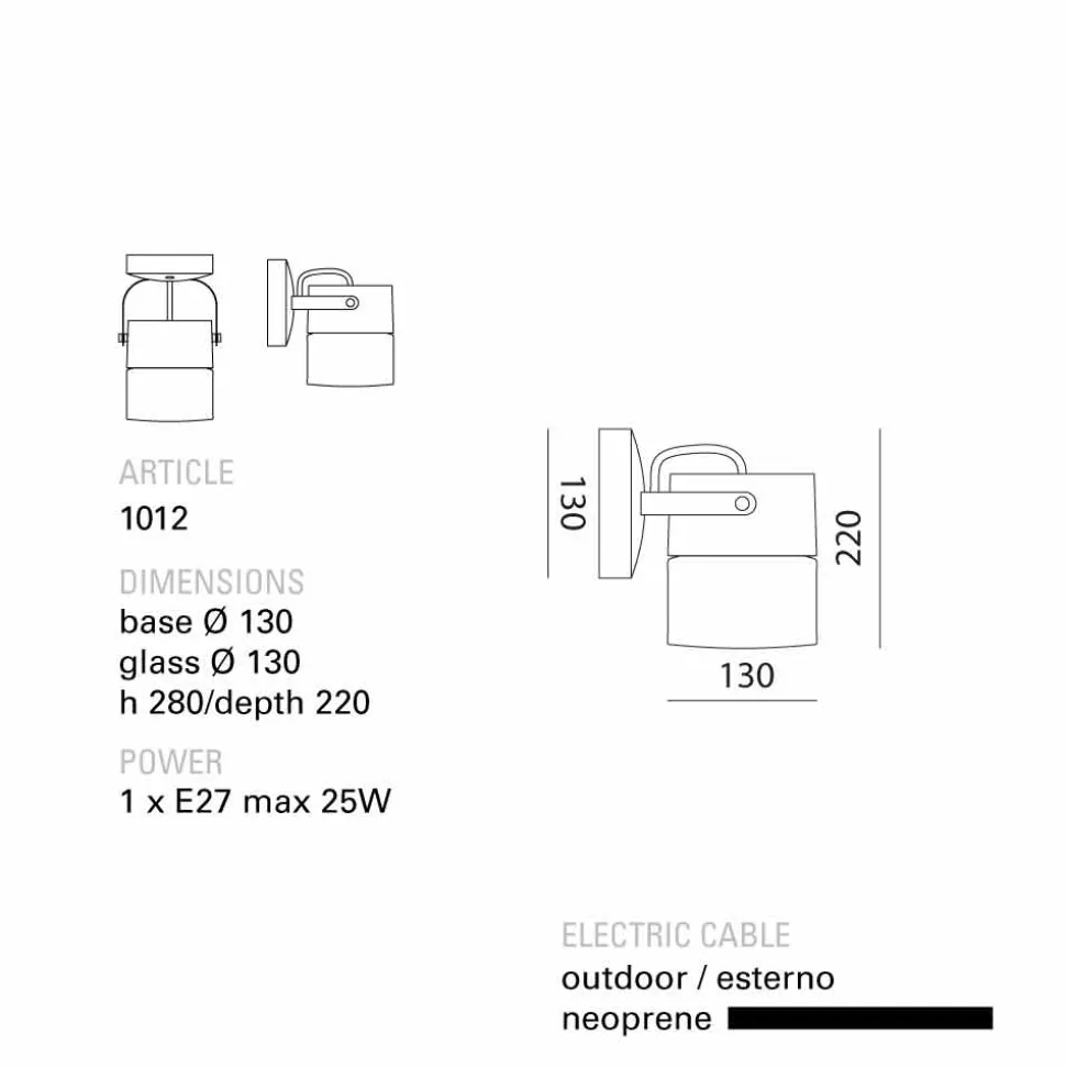 Toscot Swing lampada a soffitto/ parete made in Toscana