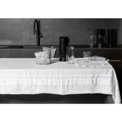 Tovaglia Bianca in Lino con Bordo Motivo Pieghe Lusso Italiano - Tippel