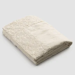 Tovaglia in Lino Bianco o Burro con Pizzo Farnese Design Rettangolare - Kippel