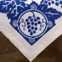 Tovaglia in Lino d’Alto Artigianato con Disegno Stampato a Mano d’Arte Italiana