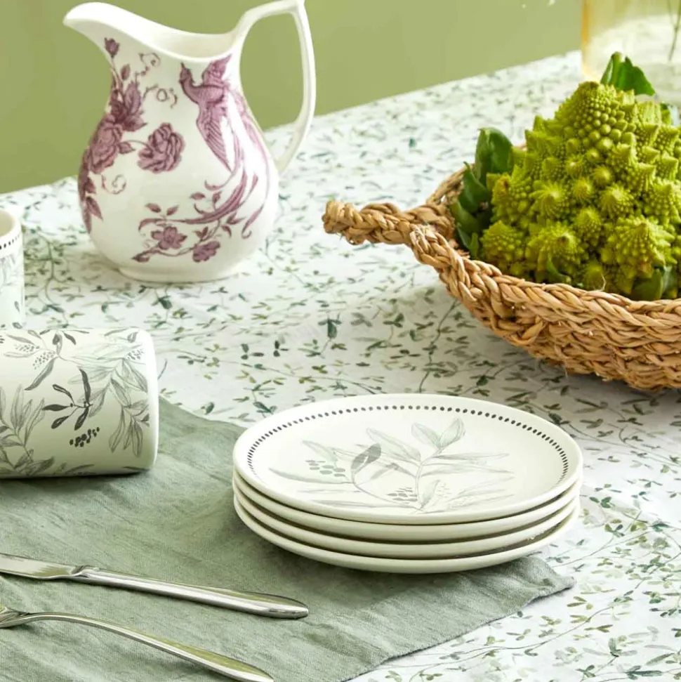 Tovaglia in Lino Stampato con Delicata Fantasia Vegetale Made in Italy - Velvet