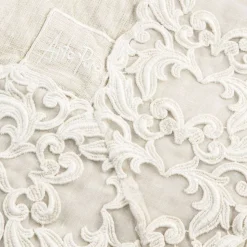 Tovaglia Rettangolare in Lino Beige con Pizzo Farnese Lusso Artigianale - Kippel