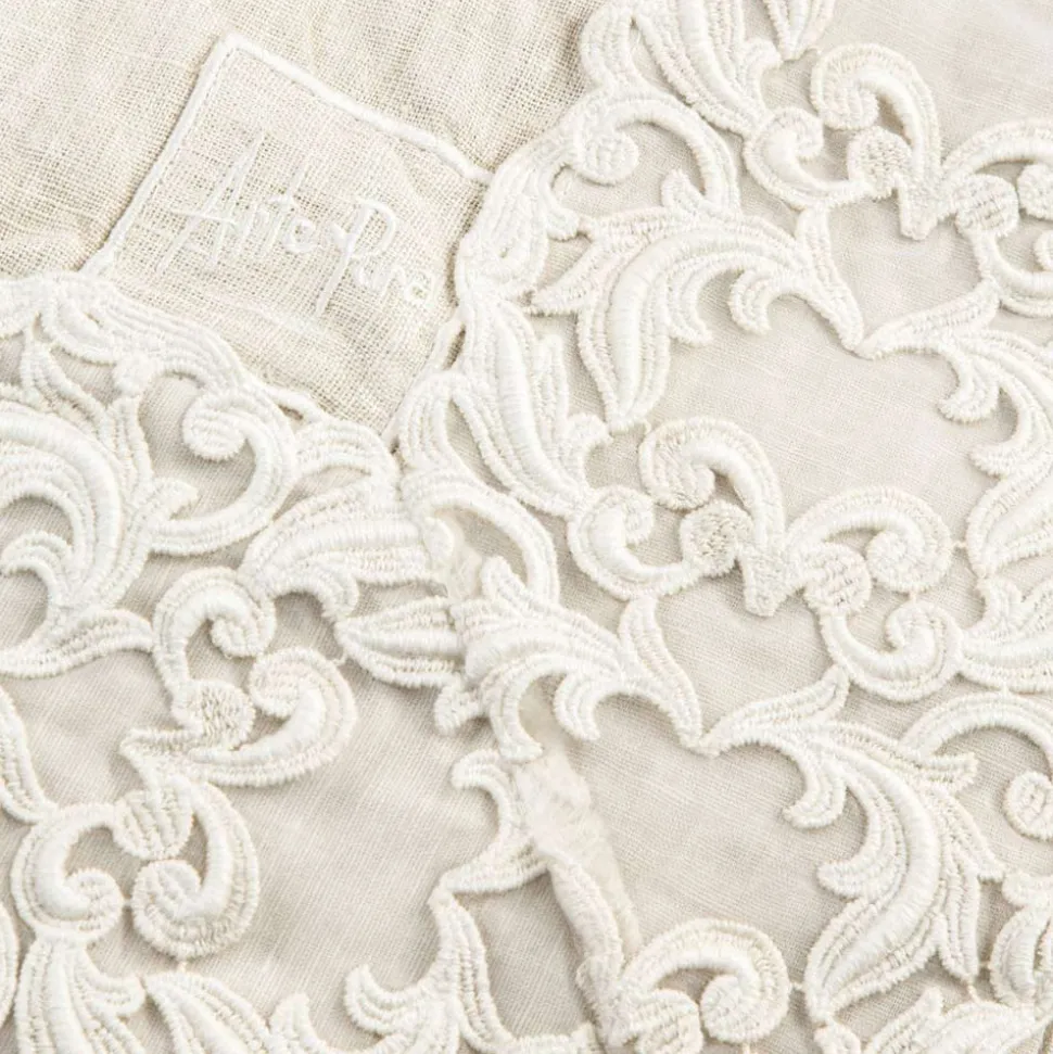Tovaglia Rettangolare in Lino Beige con Pizzo Farnese Lusso Artigianale - Kippel