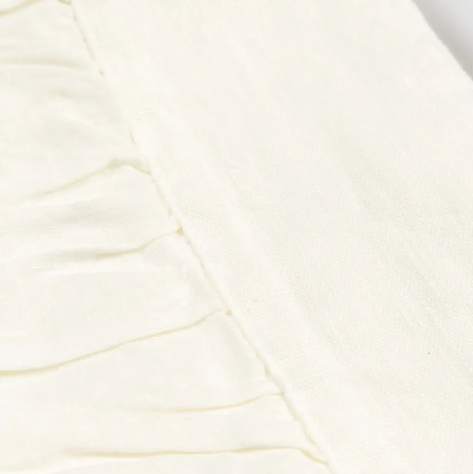Tovaglia Rettangolare in Lino Bianco, Cornice e Goffrature Bordo Piega - Mippel