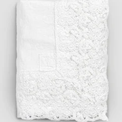 Tovaglia Rettangolare in Lino e Pizzo in Cotone Design Lusso Italiano - Olimpia
