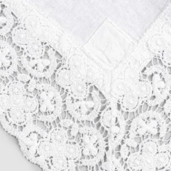 Tovaglia Rettangolare in Lino e Pizzo in Cotone Design Lusso Italiano - Olimpia