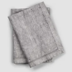 Tovagliette Americane Colazione in Lino Grigio con Cristalli 2 Pezzi - Macanno