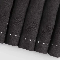 Tovaglioli in Lino con Cristalli Nero o Burro, 6 Pezzi Lusso Italiano - Prezio
