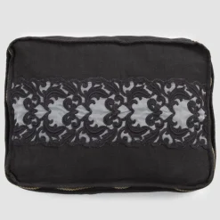 Trousse Grande in Lino e Cotone con Pizzo Farnese e Cerniera, 2 Finiture - Mike
