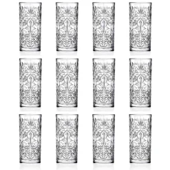 12 Tumbler Alti Bicchiere Highball Cocktail o Acqua Decorato di Lusso - Destino