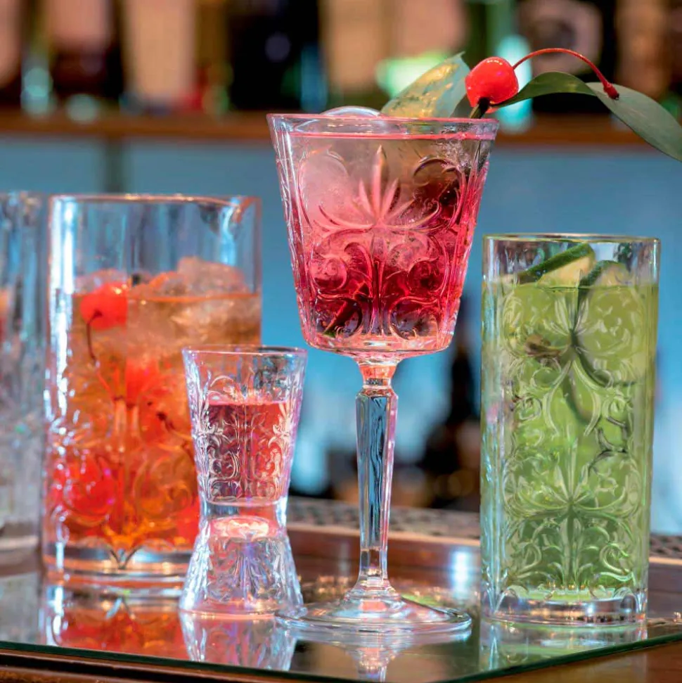 12 Tumbler Alti Bicchiere Highball Cocktail o Acqua Decorato di Lusso - Destino