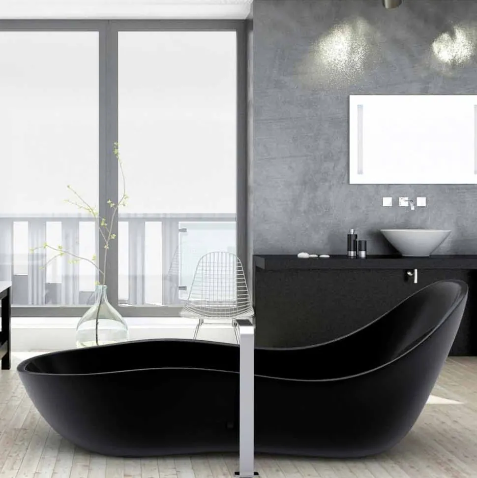 Vasca da bagno freestanding laccata, design moderno, Wave