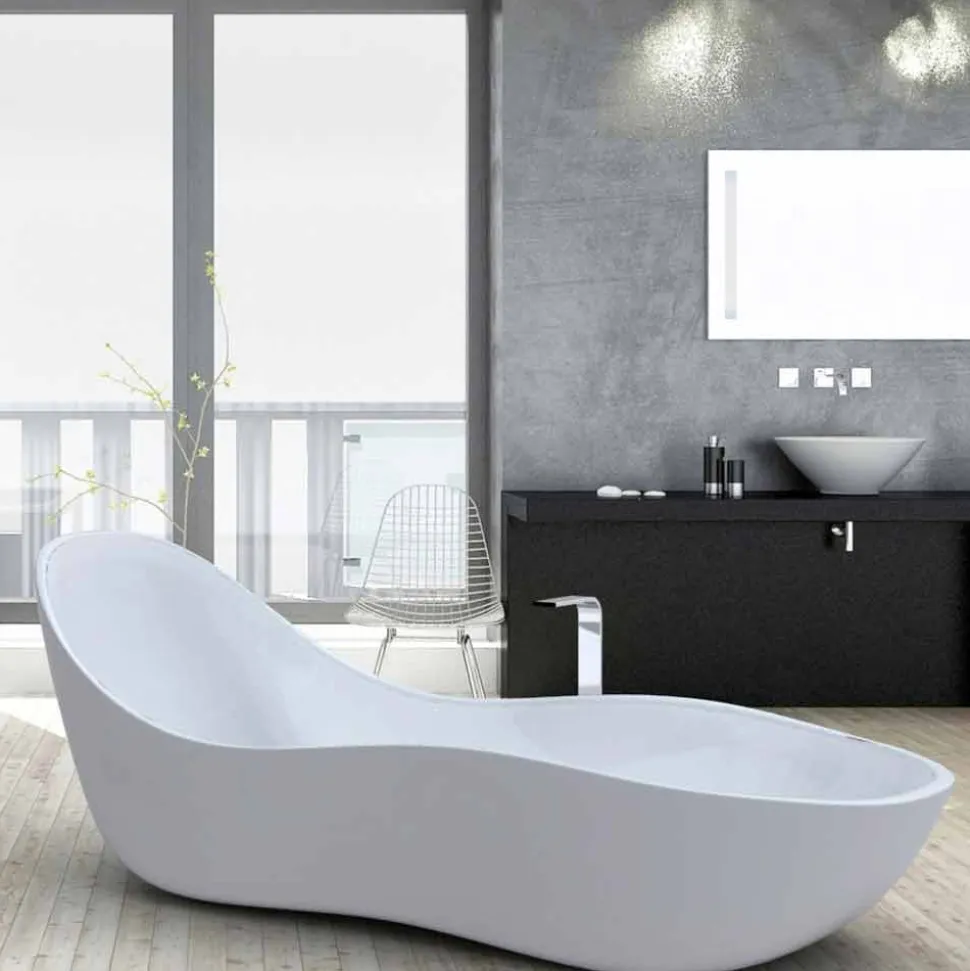 Vasca da bagno freestanding laccata, design moderno, Wave