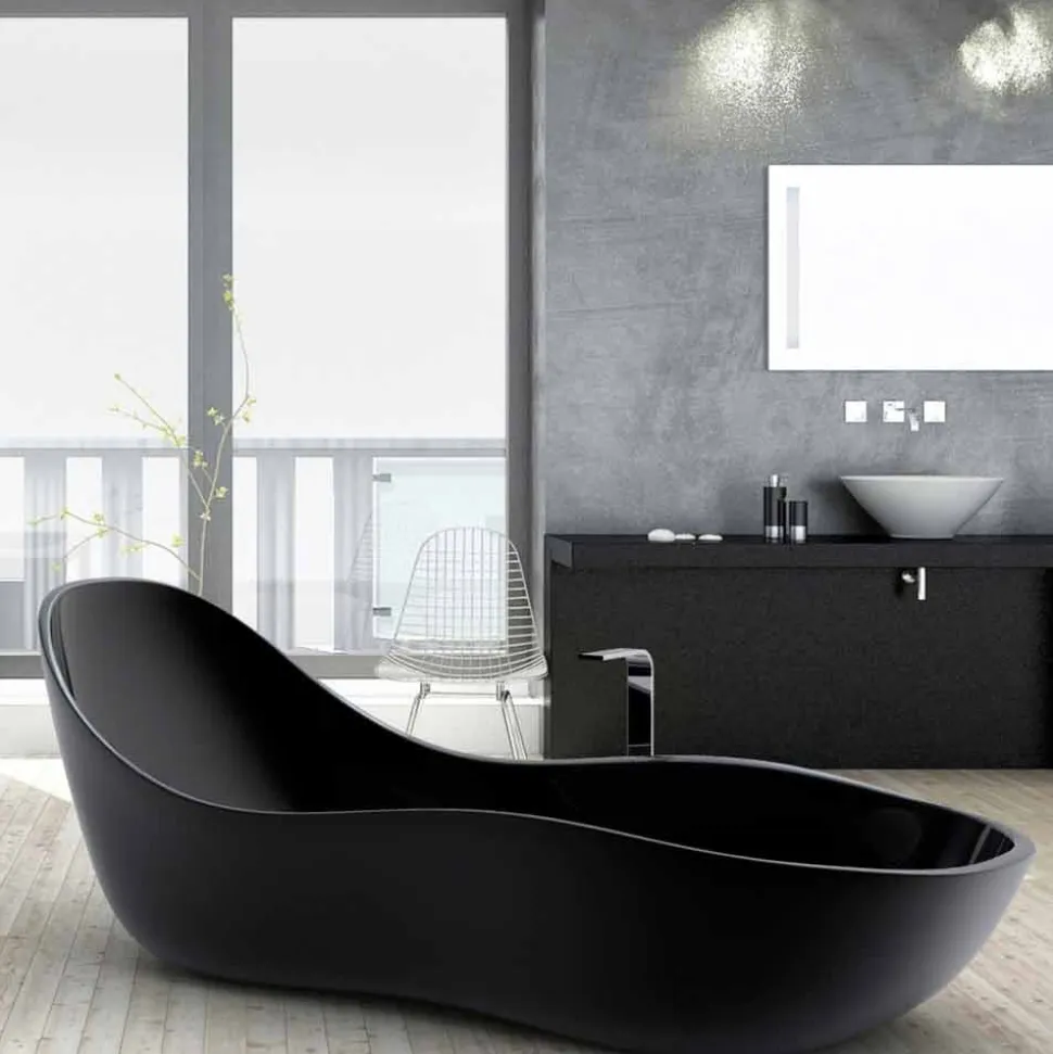 Vasca da bagno freestanding laccata, design moderno, Wave