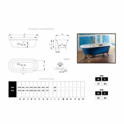 Vasca da bagno freestanding vintage in ghisa verniciata con piedini Diane