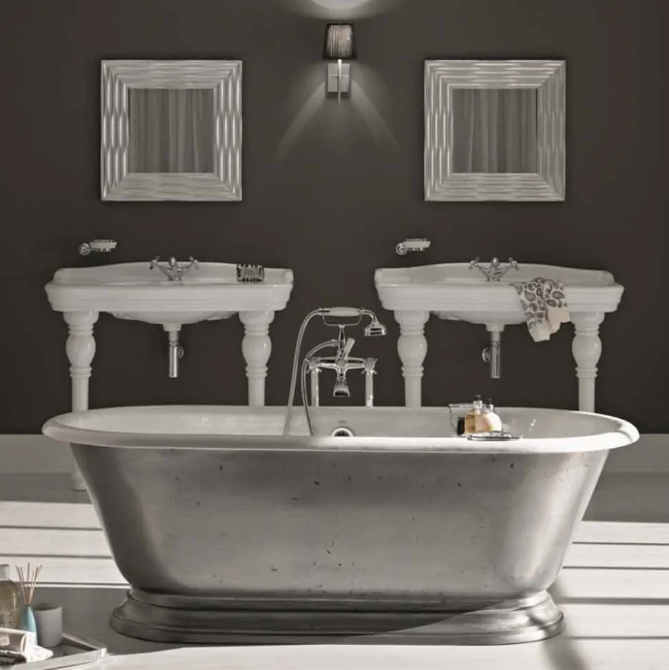 Vasca da bagno in ghisa di design con finitura lucida vintage Pierce