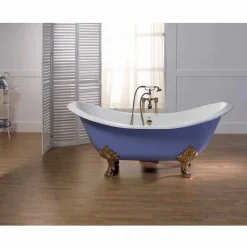 Vasca da bagno in ghisa smaltata e verniciata con piedini vintage Lane