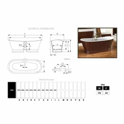 Vasca da bagno in ghisa vintage con copertura esterna in cuoio Elsie