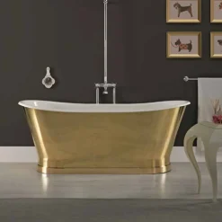 Vasca di design in ghisa con copertura esterna in ottone vintage Roy