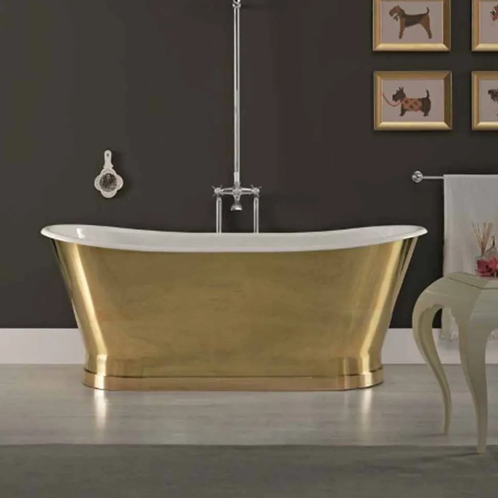 Vasca di design in ghisa con copertura esterna in ottone vintage Roy