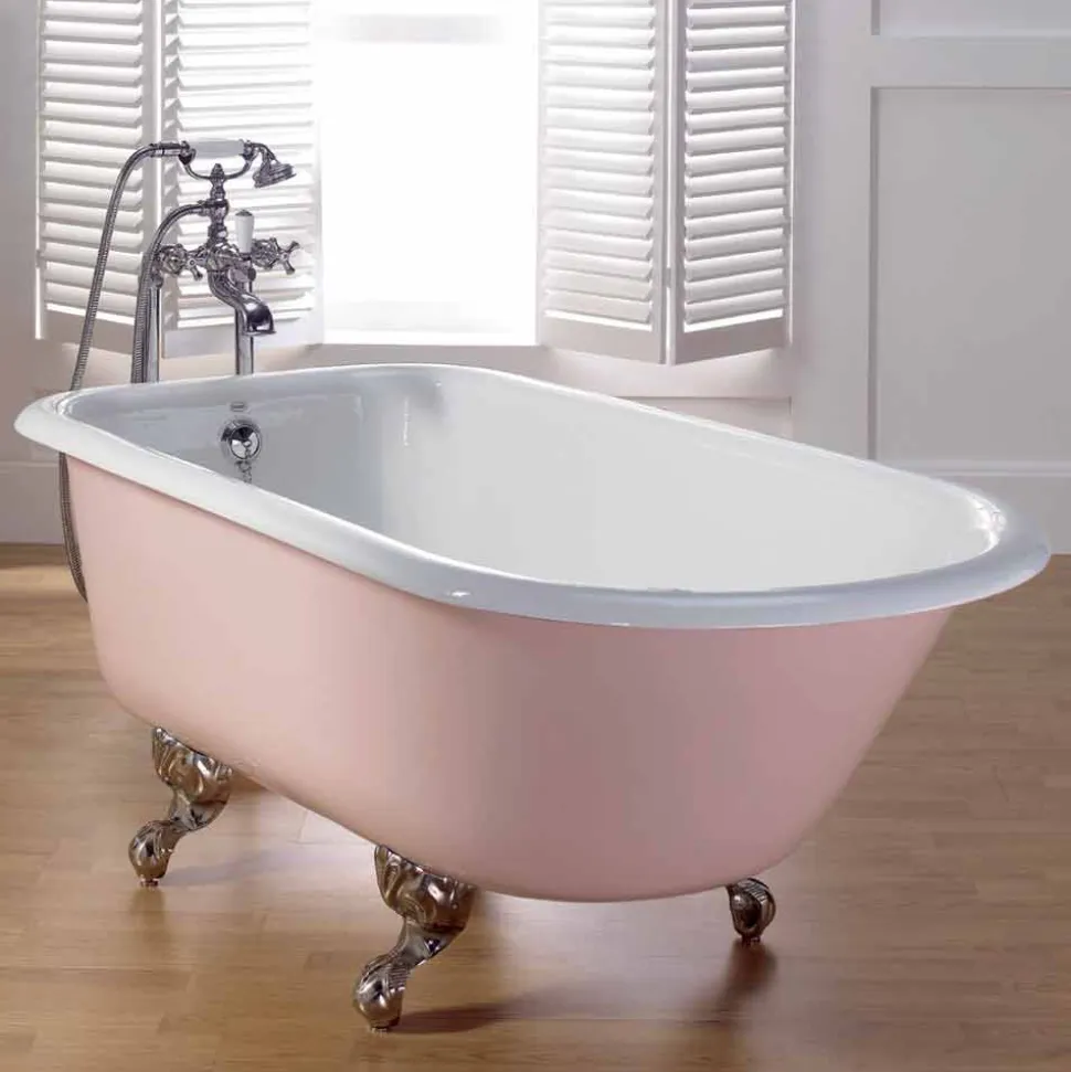 Vasca di design in ghisa verniciata vintage con piedini decorati Sally
