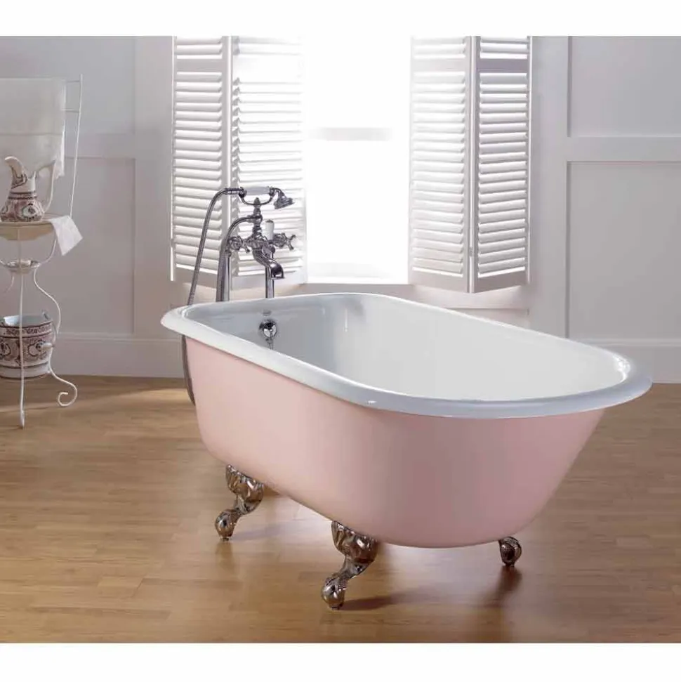 Vasca di design in ghisa verniciata vintage con piedini decorati Sally