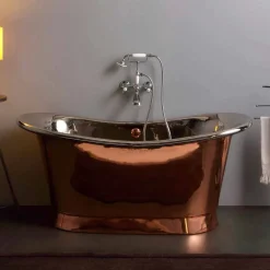 Vasca freestanding di design vintage finitura nickel e rame Angelica