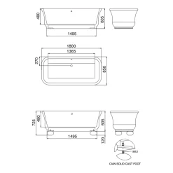 Vasca in Solid Surface Rettangolare Morbida sugli Angoli Made in Italy - Fulvio