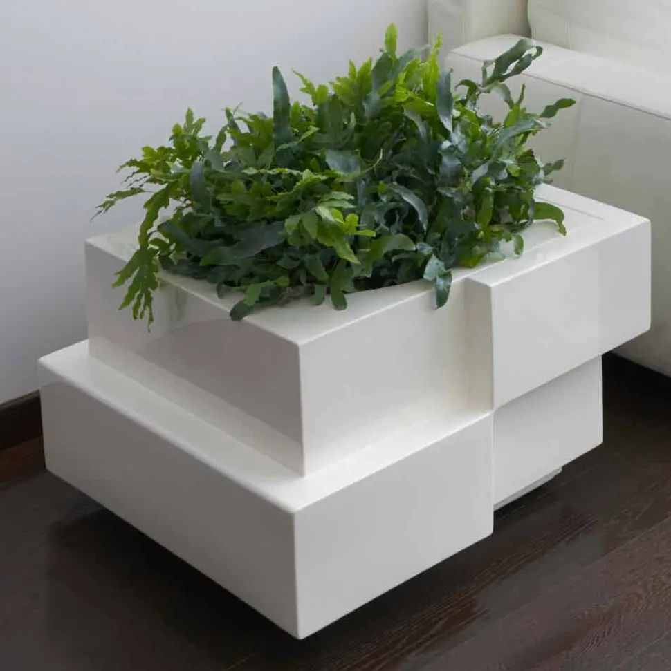 Vaso decorativo su ruote per esterno/interno Slide Cubic Yo,made Italy