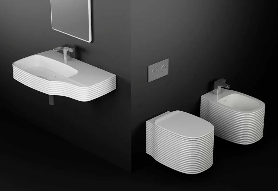 Vaso sospeso in ceramica di design moderno fatto in Italia, Amleto