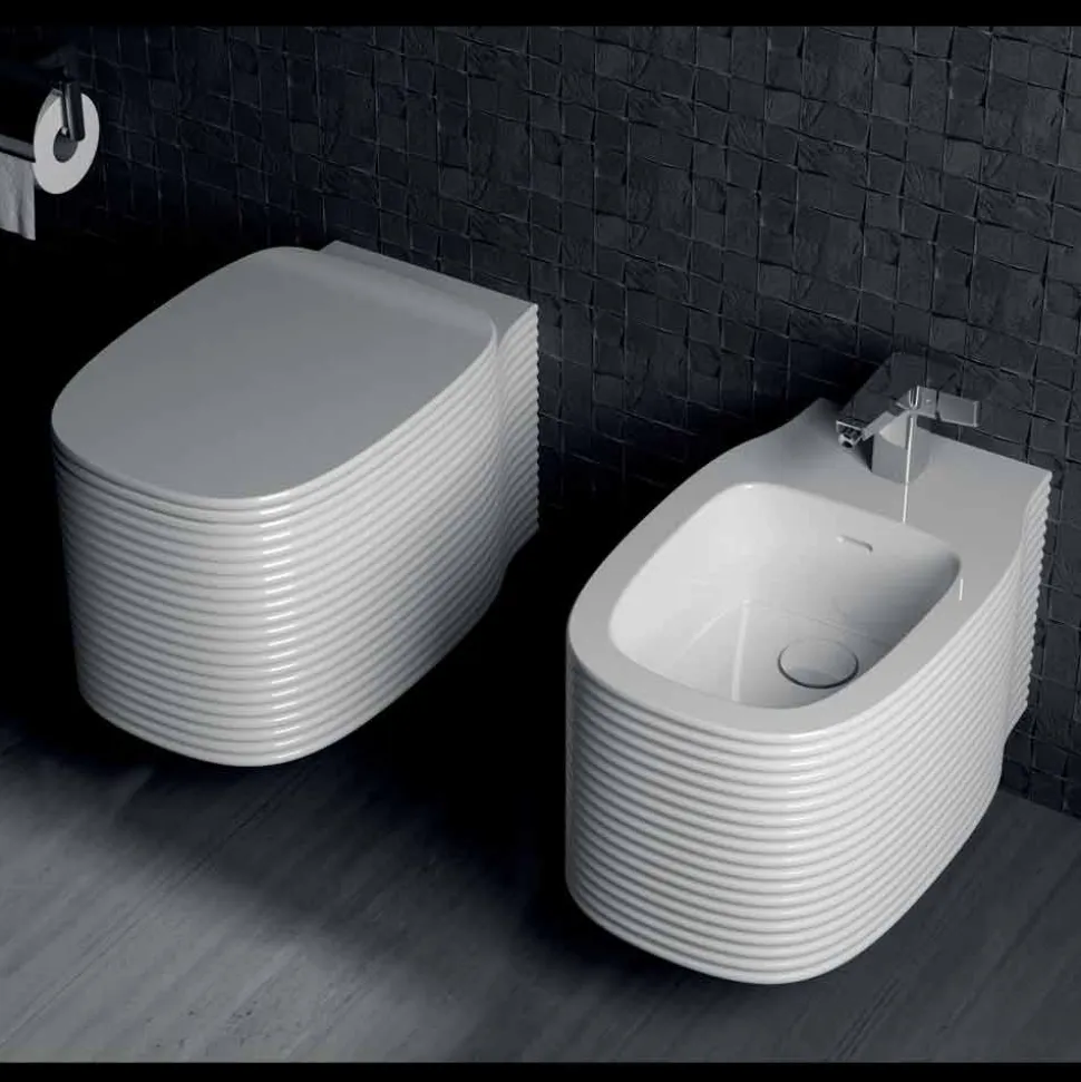 Vaso sospeso in ceramica di design moderno fatto in Italia, Amleto