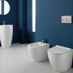 Vaso Wc a Terra Ciclonico con Sedile Soft Close in Ceramica Bianca - Aralia