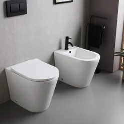 Vaso Wc a Terra con Sedile Slim Soft Close in Ceramica Bianca - Salice