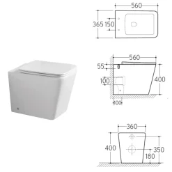 Vaso Wc a Terra con Sedile Soft Close in Ceramica dal Design Moderno - Giunco