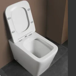 Vaso Wc a Terra con Sedile Soft Close in Ceramica dal Design Moderno - Giunco