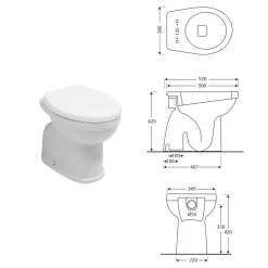 Vaso Wc a Terra in Ceramica con Sedile in Poliestere e Design Classico - Silice