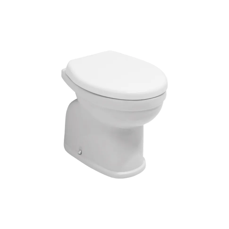Vaso Wc a Terra in Ceramica con Sedile in Poliestere e Design Classico - Silice