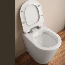 Vaso Wc a Terra Rimless con Sedile Soft Close in Ceramica Bianca - Ginepro