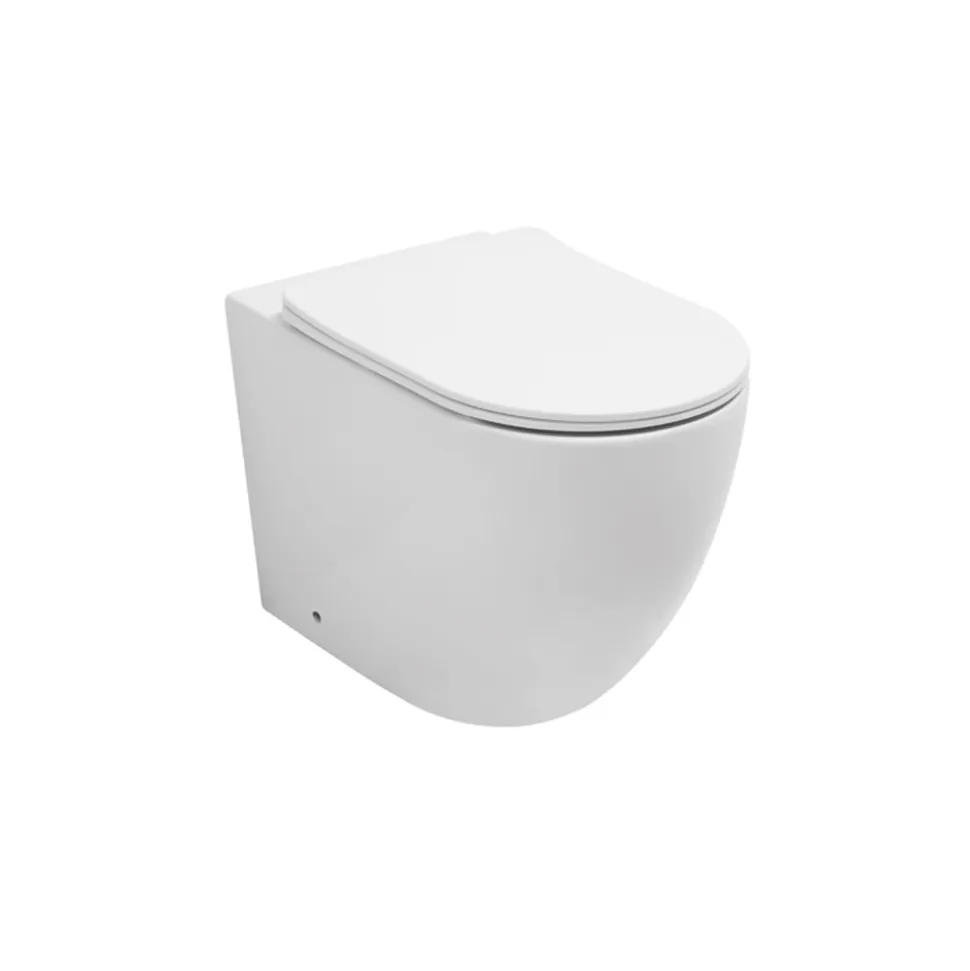 Vaso Wc a Terra Sedile Soft Close Termoindurente in Ceramica Bianca - Olmo