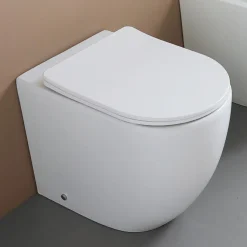 Vaso Wc a Terra Sedile Soft Close Termoindurente in Ceramica Bianca - Olmo