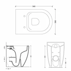 Vaso WC in ceramica bianca design moderno Shine Square H50 Rimless
