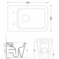 Vaso WC in ceramica bianca design moderno Sun Square, made in Italy