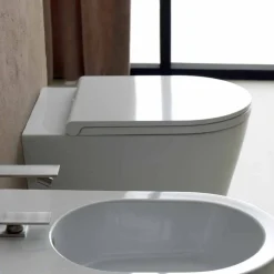 Vaso WC in ceramica bianco moderno Sun Round 57x37 cm made in Italy