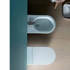 Vaso WC in ceramica bianco moderno Sun Round 57x37 cm made in Italy